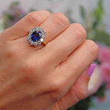Ellibelle Jewellery Vintage Sapphire & Diamond 18ct Gold Cluster Engagement Ring (2.30cts)