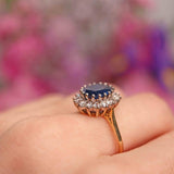Ellibelle Jewellery Vintage Sapphire & Diamond 18ct Gold Cluster Engagement Ring (2.46cts)