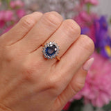 Ellibelle Jewellery Vintage Sapphire & Diamond 18ct Gold Cluster Engagement Ring (2.46cts)