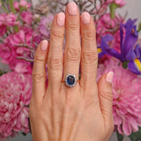 Ellibelle Jewellery Vintage Sapphire & Diamond 18ct Gold Cluster Engagement Ring (2.46cts)