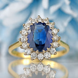 Ellibelle Jewellery Vintage Sapphire & Diamond 18ct Gold Cluster Engagement Ring (2.46cts)