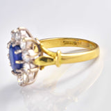 Ellibelle Jewellery Vintage Sapphire & Diamond 18ct Gold Cluster Engagement Ring