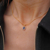 Ellibelle Jewellery Vintage Sapphire & Diamond 18ct Gold Cluster Pendant Necklace By Cropp and Farr