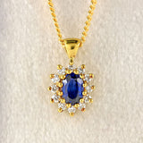 Ellibelle Jewellery Vintage Sapphire & Diamond 18ct Gold Cluster Pendant Necklace By Cropp and Farr