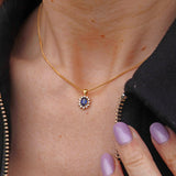 Ellibelle Jewellery Vintage Sapphire & Diamond 18ct Gold Cluster Pendant Necklace By Cropp and Farr