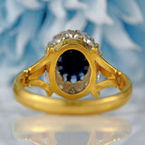 Ellibelle Jewellery Vintage Sapphire & Diamond 18ct Gold Cluster Ring (1.10cts)