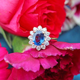 Ellibelle Jewellery Vintage Sapphire & Diamond 18ct Gold Cluster Ring (2.37cts)