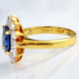Ellibelle Jewellery Vintage Sapphire & Diamond 18ct Gold Cluster Ring (2.37cts)
