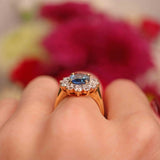 Ellibelle Jewellery Vintage Sapphire & Diamond 18ct Gold Cluster Ring (2.37cts)