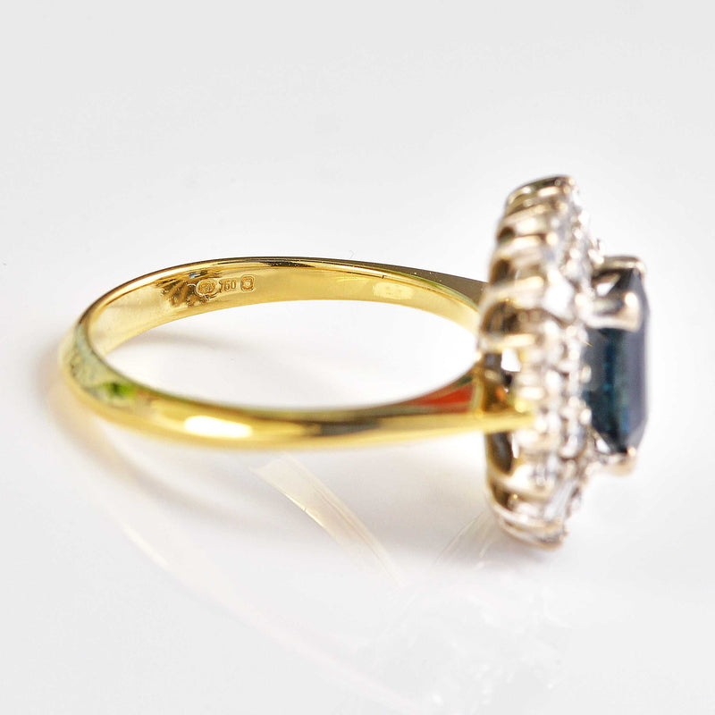 Ellibelle Jewellery Vintage Sapphire & Diamond 18ct Gold Cluster Ring