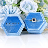 Ellibelle Jewellery Vintage Sapphire & Diamond 18ct Gold Halo Cluster Ring (1.10cts)
