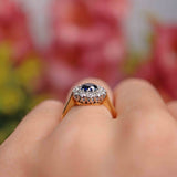 Ellibelle Jewellery Vintage Sapphire & Diamond 18ct Gold Halo Cluster Ring (1.10cts)
