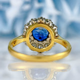 Ellibelle Jewellery Vintage Sapphire & Diamond 18ct Gold Halo Cluster Ring (1.10cts)