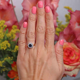 Ellibelle Jewellery Vintage Sapphire & Diamond 18ct Gold Halo Cluster Ring (1.10cts)