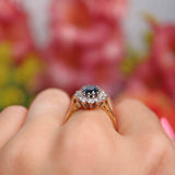 Ellibelle Jewellery Vintage Sapphire & Diamond 18ct Gold Oval Cluster Ring (1.60cts)