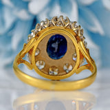 Ellibelle Jewellery Vintage Sapphire & Diamond 18ct Gold Oval Cluster Ring (1.72cts)