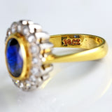 Ellibelle Jewellery Vintage Sapphire & Diamond 18ct Gold Oval Cluster Ring (3.15cts)