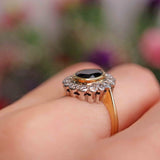 Ellibelle Jewellery Vintage Sapphire & Diamond 18ct Gold Oval Cluster Ring (3.15cts)