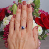 Ellibelle Jewellery Vintage Sapphire & Diamond 18ct Gold Oval Cluster Ring