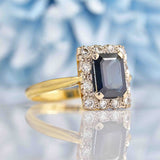 Ellibelle Jewellery Vintage Sapphire & Diamond 18ct Gold Panel Cluster Ring