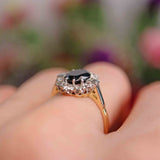 Ellibelle Jewellery Vintage Sapphire & Diamond 18ct Gold Platinum Cluster Ring (1.80cts)