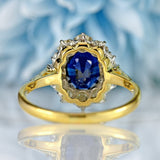 Ellibelle Jewellery Vintage Sapphire & Diamond 18ct Gold Platinum Cluster Ring (1.80cts)