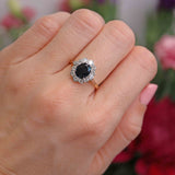 Ellibelle Jewellery Vintage Sapphire & Diamond 18ct Gold Platinum Cluster Ring (1.80cts)