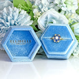 Ellibelle Jewellery Vintage Sapphire & Diamond 18ct Gold Platinum Floral Cluster Ring