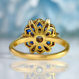 Ellibelle Jewellery Vintage Sapphire & Diamond 18ct Gold Platinum Floral Cluster Ring