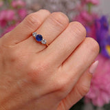 Ellibelle Jewellery Vintage Sapphire & Diamond 18ct Gold Platinum Three-Stone Engagement Ring (0.82cts)