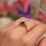Ellibelle Jewellery Vintage Sapphire & Diamond 18ct Gold Platinum Three-Stone Ring (0.80cts)