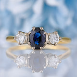 Ellibelle Jewellery Vintage Sapphire & Diamond 18ct Gold Platinum Three-Stone Ring (0.80cts)
