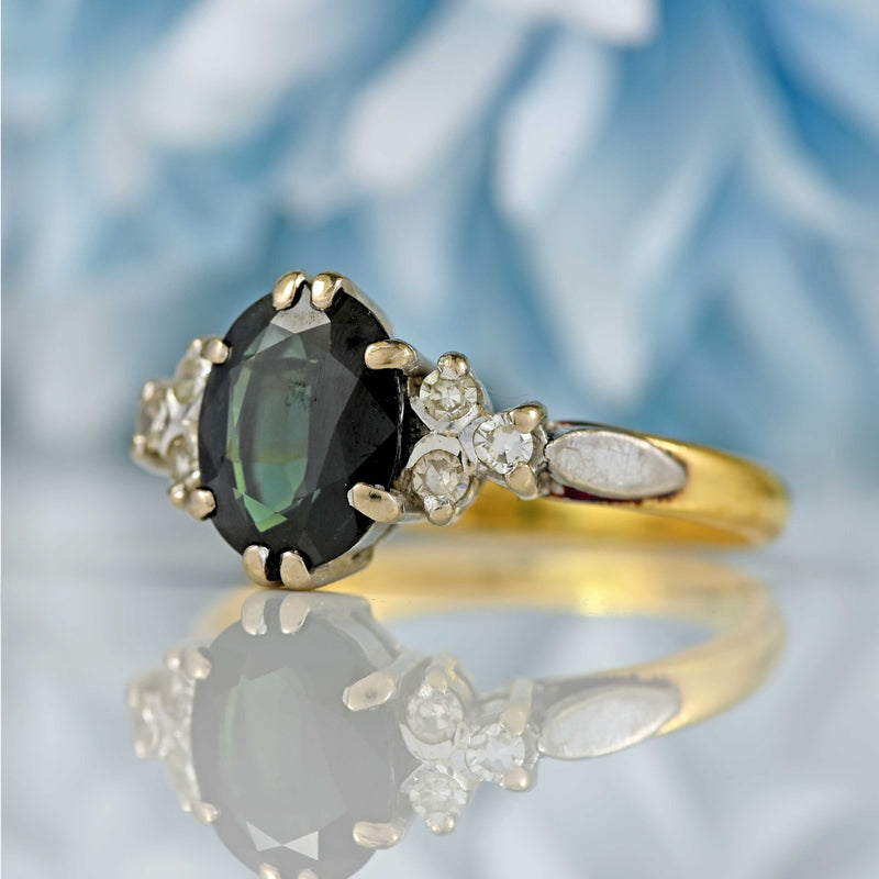 Ellibelle Jewellery Vintage Sapphire & Diamond 18ct Gold Seven-Stone Ring