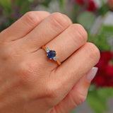 Ellibelle Jewellery Vintage Sapphire & Diamond 18ct Gold Three-Stone Engagement Ring