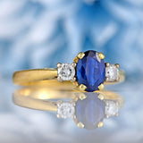 Ellibelle Jewellery Vintage Sapphire & Diamond 18ct Gold Three-Stone Engagement Ring