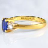 Ellibelle Jewellery Vintage Sapphire & Diamond 18ct Gold Three-Stone Engagement Ring