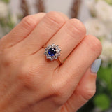 Ellibelle Jewellery Vintage Sapphire & Diamond 18ct White Gold Cluster Engagement Ring