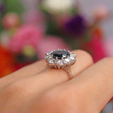 Ellibelle Jewellery Vintage Sapphire & Diamond 18ct White Gold Cluster Engagement Ring (2.80cts)