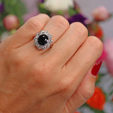 Ellibelle Jewellery Vintage Sapphire & Diamond 18ct White Gold Cluster Engagement Ring (2.80cts)