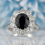 Ellibelle Jewellery Vintage Sapphire & Diamond 18ct White Gold Cluster Engagement Ring (2.80cts)