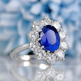 Ellibelle Jewellery Vintage Sapphire & Diamond 18ct White Gold Cluster Engagement Ring (3.30ct)