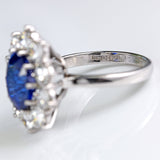 Ellibelle Jewellery Vintage Sapphire & Diamond 18ct White Gold Cluster Engagement Ring (3.30ct)