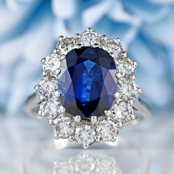 Ellibelle Jewellery Vintage Sapphire & Diamond 18ct White Gold Cluster Engagement Ring By Cropp and Farr