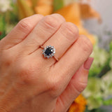 Ellibelle Jewellery Vintage Sapphire & Diamond 18ct White Gold Cluster Ring (0.70cts)