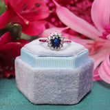 Ellibelle Jewellery Vintage Sapphire & Diamond 18ct White Gold Cluster Ring (0.70cts)
