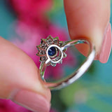 Ellibelle Jewellery Vintage Sapphire & Diamond 18ct White Gold Cluster Ring (0.70cts)