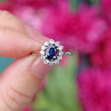 Ellibelle Jewellery Vintage Sapphire & Diamond 18ct White Gold Cluster Ring (0.70cts)