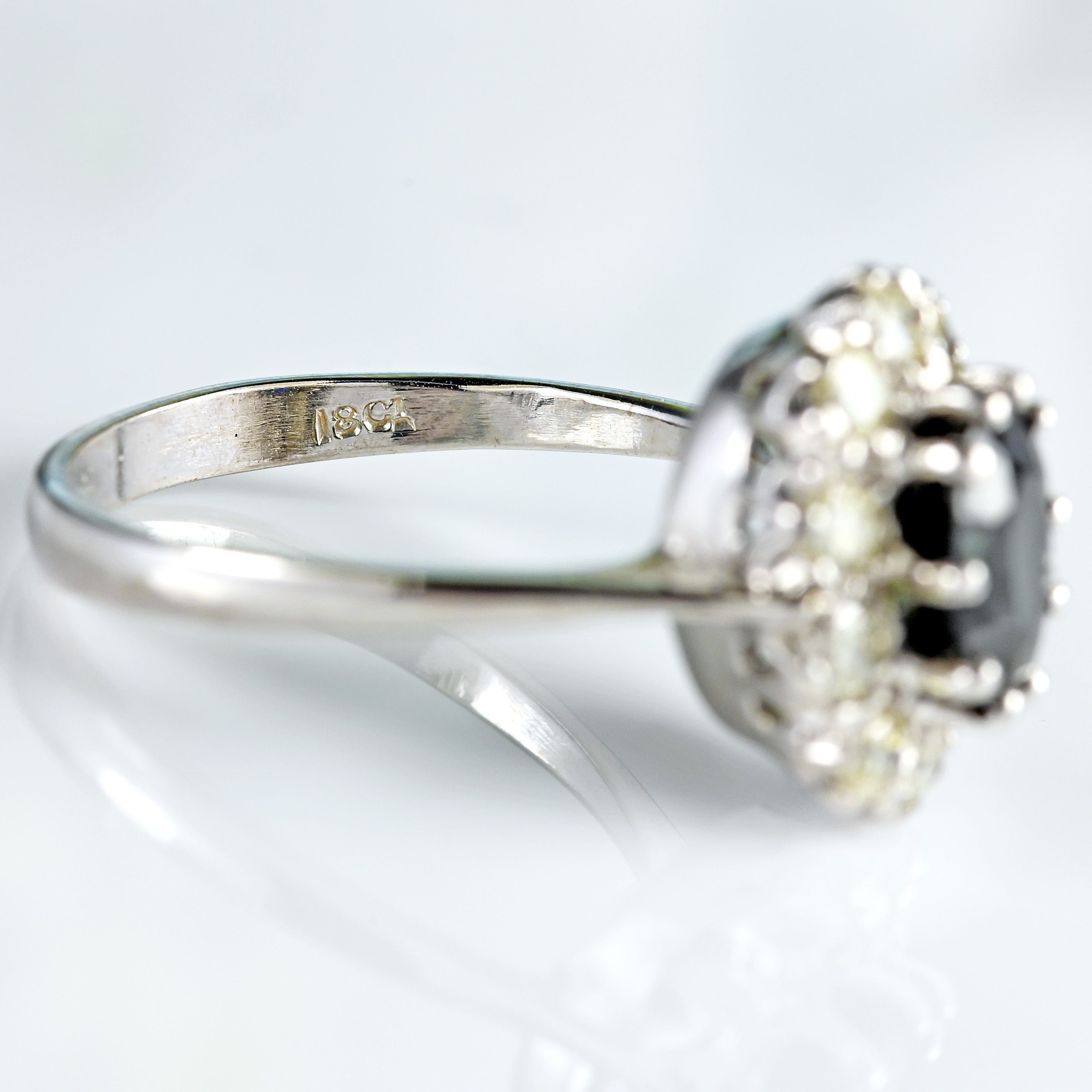 Ellibelle Jewellery Vintage Sapphire & Diamond 18ct White Gold Cluster Ring (1.40cts)