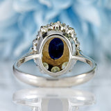 Ellibelle Jewellery Vintage Sapphire & Diamond 18ct White Gold Cluster Ring (1.40cts)