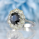 Ellibelle Jewellery Vintage Sapphire & Diamond 18ct White Gold Cluster Ring (1.40cts)